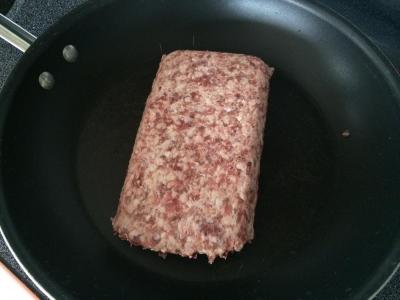Ground pork in pan